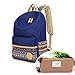 Produktbild SymbolLife Rucksack damen Herren Teenager Groß Schulrucksack Casual Daypack Backpack Rucksäcke Laptop Rucksack Canvas Reisetasche mit Mäppchen für Universität Outdoor Sport Freizeit 30 X 43 X 14cm, Dunkel Blau