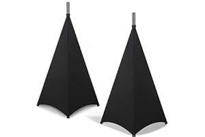 Liseng 2 pezzi di copertura per treppiede, supporto per altoparlante, supporto per, supporto a vela per DJ discoteca, sala prove, supporto per altoparlante elasticizzato (supporto) (nero)