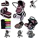 i-Safe System - Hot Chocolate Trio Travel System Pram & Luxury Stroller 3 in 1 Complete With Car Seat + Footmuff + Carseat Footmuff + RainCovers