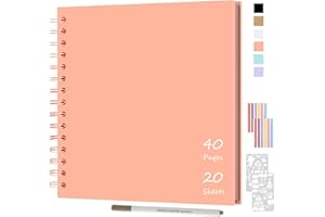 JAECU Album Fotografico Spirale Scrapbook 21x21cm, Fai da Te Scrapbooking Album 40 Pagine, Regali Nozze Natale Valentino Regalo di Anniversario Compleanno (Rosa)