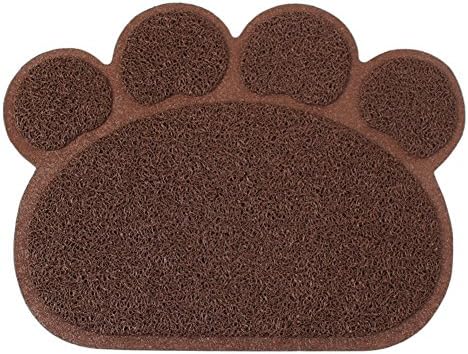 JOYJULY PVC Pet Dog Cat Puppy Kitten Dish Bowl Food Water Placemat Mat Paw Shape (Coffee)