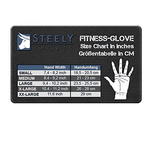 Steely-Sports Herren Fitness Handschuhe – Power Wrist Wrap Glove -Farbe: schwarz/blau Gr. S-M-L-XL-XXL // Fitness, Bodybuilding & Kraftsport - 4