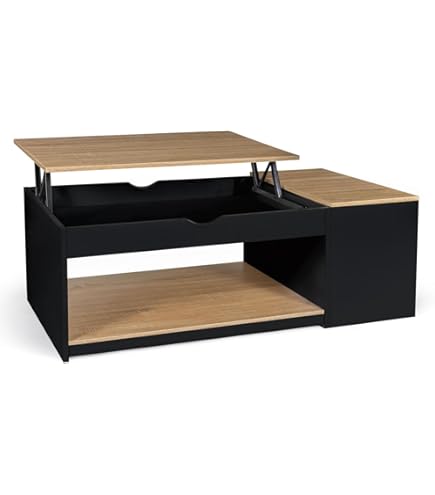 Mobile TV Basso Contenitore 160 X 40 X 31 Cm, Con Ante A Ribalta E Scomparti Aperti, Rovere E Nero
