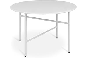 ‎BOMOE bomoe Beistelltisch Outdoor Gartentisch Rund Ø 53 cm Tischplatte Kratzfest – Stabiler Wohnzimmer Couchtisch Leicht In- & Outdoor Balkon Tisch Terrasse – Weiß Nachttisch Bett Schlafzimmer Finn