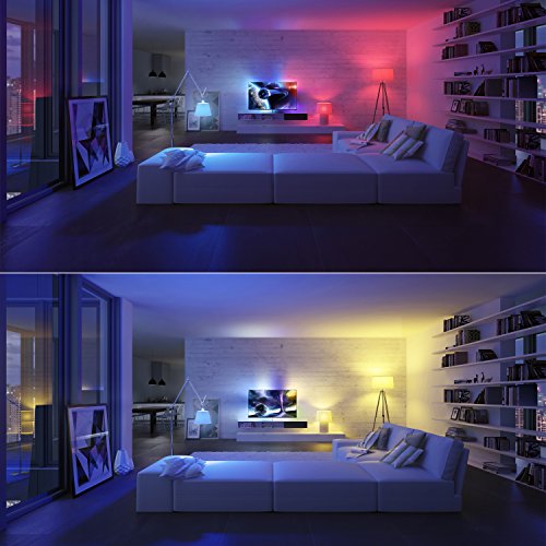 AUKEY Bluetooth Lautsprecher und LED Glühbirne mit Fernbedienung, 12W, dimmbare RGB Lampe für entspannten Musikgenuß, Memory-Funktion, 650LM, E27 Fassung Weiß (LT-BS1) - 6