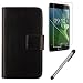 Produktbild Gukas 3in1 Zubehör Set PU Leder Hülle Für Acer Liquid Z6 Plus 5.5" Panzerglas Gehärtetem Schutzglas Hartglas Glas Folie Lederhülle Handyhülle Tasche Handy Case Cover Etui Flip Brieftasche Schutz Protektiv Skin Schwarz Design mit Kapazitive Schirm Stift Touch Pen Stylus