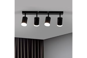 Bojim LED Ceiling Lights, 4 Way Spotlights, Modern Kitchen Ceiling Light Indoor Rotatable, Black Ceiling Light Fittings, GU10 Spotlight Bar for Bedroom Living Room Hallway, Bulb Not Included