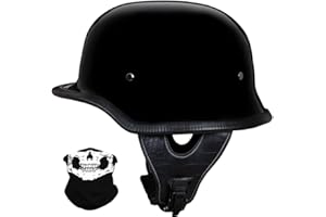 DIRERTYS Deutscher Stil Halbschale Helm Retro Halbgesicht Motorradhelm Halbhelm Motorrad -ECE zugelassenen Männern und Frauen Open Face Helm für Scooter Moped Cruiser Motorrad M ~ XXL