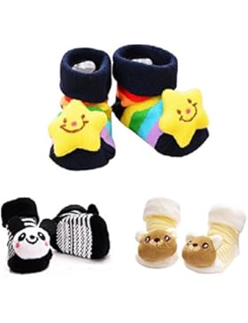 Packung mit 3 Paar Babysocken Anti-Rutsch-Griff Soles Cozy Cartoon Neugeborene Babysocken