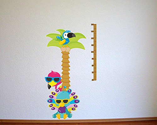 Messlatte Palme mit Vögeln Wandtattoo Kinderzimmer Metermaß Maßband - 2