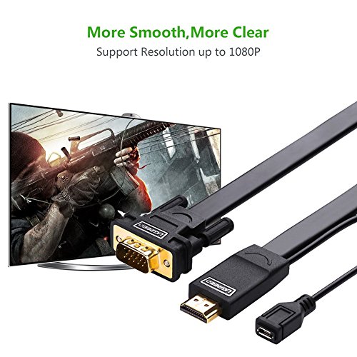 UGREEN HDMI auf VGA Adapterkabel 1080P Aktive mit Micro USB Stromversorgung für TV Box, Chromebook, Raspberry Pi, PC, Laptops, Macbook, TV Sticks 3m - 3