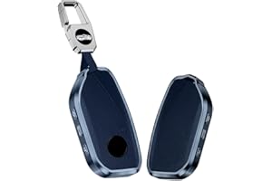 KUNIO Etui na klucze pasuje do BMW X7, X1, U11, iX ix1, Tourer, U06, X6, XM, 7 G07, I7, 2023, ze stopu aluminium, skórzane etui na kluczyki samochodowe, etui ochronne na klucze, niebieskie