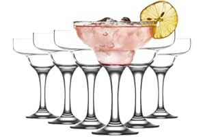 TRESV Set de 6 Copas de Cristal de 300 cc, Copas de Cocktail de Cristal, Copa Margarita, Aptas para Lavavajillas