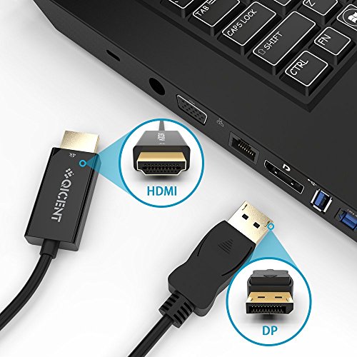 Displayport auf HDMI Kabel DP zu HDMI Adapter HDTV 4K UHD 3840 x 2160 Audio / Video Dreifach Geschirmt Cable – Schwarz – 2m - 3