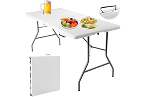 RELAX4LIFE Tavolo Pieghevole per Campeggio, Tavolino Richiudibile 153 x 74 x 74 cm con Maniglia, Portata 150 kg, per Esterno Picnic Barbecue Giardino Cucina