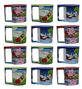 Perpetual Bliss Fancy Printed Milk Mugs for Kids with Lid /Shakes/Juices/Coffee/Birthday Return Gifts (Pack of 6)