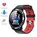 Produktbild XMYL Fitness Armband mit Pulsmesser, Wasserdicht IP67 Fitness Tracker Sport Smartwatch mit Blutdruckmessgerät Aktivitätstracker für iPhone Samsung Huawei Android IOS Smartphone,Red
