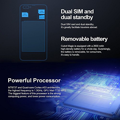 Smartphone ohne Vertrag, Cubot Magic 4G Dual Sim GÃ¼nstig Handy, 5 Zoll Android 7.0 HD IPS Handys mit MT6737 3GB RAM+16GB ROM, Dual Rear Kamera 13MP+ 5MP Front Kamera, 2600mAh Akku, Bluetooth,GPS- Gold