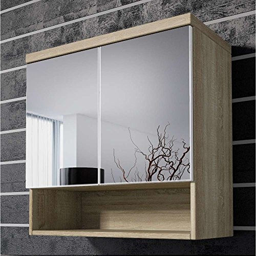 JUSThome Bella Spiegelschrank Hängeschrank Badspiegel (HxBxT): 60x60x20 cm Sonoma Eiche - 2