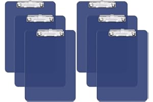Hnogri Lot de 6 presse-papiers en plastique format A4 standard Plastique dur, Clipboard A4 dessin de mode, Planchettes à pince et porte-formulaires, Clipboard taille 31.5 x 22.5 cm, bleu