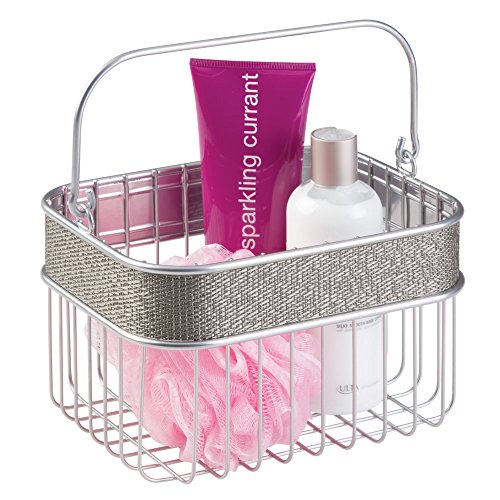 InterDesign Twillo Aufbewahrungskorb für Bad, Küche & Co | rostfreier Badorganizer für Kosmetik und Pflegeprodukte | dekorativer Regalkorb mit Kunststoffakzenten | Metall silber - 5