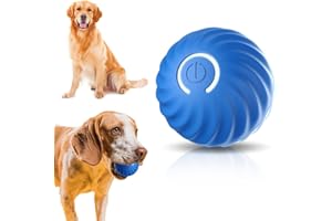 TOPBASHGO Jouet Chien, Balle Chien, Automatic Smart Teasing Dog Ball That Can't be Bitten, Rechargeable par USB, pour Chat et Chien (Bleu)