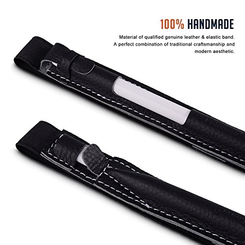 Apple Pencil Halter, Fullmosa® Hochwertige Kunstleder Stifthalter Apple Pencil Hülle Etui mit USB-Adapter-Tasche für iPad Pro 9.7 & iPad Pro 10.5,Schwarz - 4