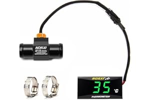 NORXI Termómetro digital para motocicletas, termómetro universal con sensores, termómetro impermeable para motocicletas con alarma de alta temperatura (16mm,Verde)