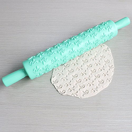 SUNJAS 6tlg Teigrolle Musterrolle Prägerolle Nudelrolle mit Muster Farbenfrohe Tortenverzierung Kunststoff Fondant Kuchen Teig Backen Deko - 7