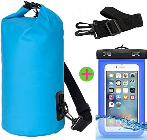 Dry Bag,J2CC Waterproof Case Pouch Include Shoulder Strap for Swimming, Surfing, Fishing, Boating, Skiing, Camping and Other Outdoor Sports, Protest Your Personal Item Against Water, Rain, Snow and Sweat (Blue, 10L)