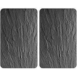 WENKO 2521499100 Protège-plaque universel XL Ardoise - lot de 2, pour tous les types de cuisinières, Verre trempé, 40 x 52 cm, Anthracite