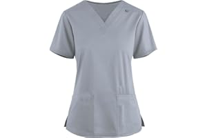 Sizoer Women's Scrub Tops V-Neck Short Sleeve Blouse Women's Work Tunics with Pockets Uniforms for Women Comfortable Work Wear Top Uniforms Loose Fitting Health Scrub Tops for Women