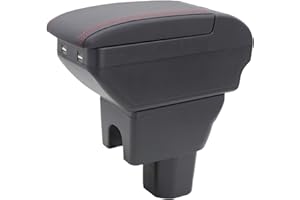 KAERGK Auto Armlehne für Suzuki Ignis 2016-2023 Doppelschicht Mittelkonsole Große Aufbewahrungsbox mit 4 USB-Ladeanschluss Becherhalter Zubehör Schwarz