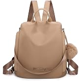 OLIVIA WONG Women's Waterproof Anti-theft Backpack (13L) | Convertible Backpack with Pompom and Detachable Handle