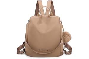 OLIVIA WONG Mochila antirrobo Impermeable para mujer (13L)| Mochila Convertible en bolso con pompom y Asa desmontable de adorno