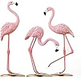 KASTWAVE Resin Sculpture, Table Decor Figurine Statue, Desk Ornament Home Decoration Accessories Animal Pink Flamingo Birds Statue for Living Room, Sculpture Gifts for Friends (Set of 3)