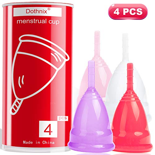 4Pcs Coppetta mestruale 100% Silicone Grado, ,Sicura and Comoda,Alternativa ai Tamponi e Assorbenti in Tessuto,2 Pezzi Piccolo e 2 Pezzi Grande