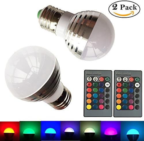 Eleidgs 2 PCS XQ001 3W RGB LED Bulb E27 Lamp LED Color Light Bulb Ambiance Lighting with Remote for Decorative Lamps Mood Lighting Party Lights