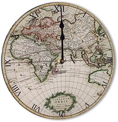 Antique World Map Medium 25cm Round Kitchen Wall Clock