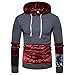 Produktbild Quaan Herbst Winter Herren Spleißen Tasche zur Seite Fahren Lange Ärmel mit Kapuze Sweatshirt Oberteile Bluse Jacke Mantel Outwear Warm Windjacke Pelz Baumwollmantel Büro draußen