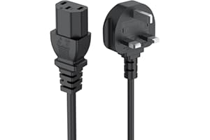 DEMARK UK Computer Power Cable, 18AWG, BS 1363 to C13, 13A 250V, Black Replacement AC Power Cord, Kettle Lead/UK Power Cord, Power Supply Cable, TV/Monitor Power Cable (1m)