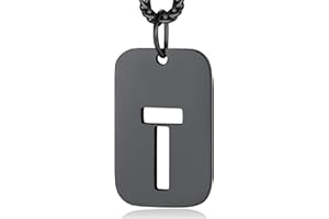 CHAINSPRO T Necklace Mens Chains Dog Tag Chain Men's Necklace Black Necklace Mens Chain Initial Name Necklace