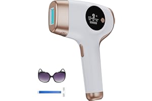 PRETTIVO Epilatore luce pulsata con dispositivi IPL con 3 Funzioni Avanzate HR/SC/RA e 9 Livelli di Energia, Depilazione Definitiva Indolore per Viso Schiena Gambe Corpo