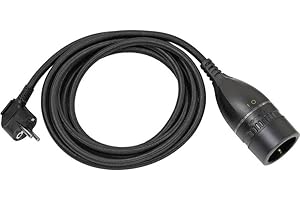 Brennenstuhl Cable alargador de plástico 3 m con Cubierta Textil y Interruptor giratioria (alargador eléctrico para Interiores, Cable de 3 m, Interruptor Iluminado) Negro