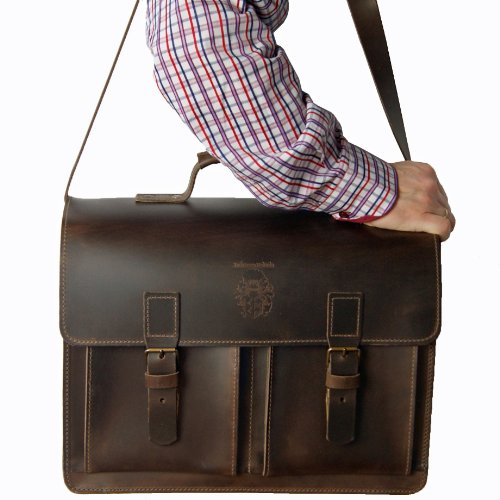 FREIHERR von MALTZAHN Extra gro  e Aktentasche EINSTEIN 2 aus BIO-Leder  Made in Germany  inkl  Lederpflege