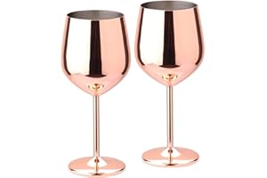 DLD D L D Copa de vino de acero inoxidable de metal inastillable Copa de vino inastillable Copa de vino de champán Jugo de bebida (2 piezas de oro rosa)