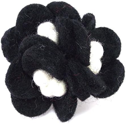 3 Flower Cluster Felt Corsage Brooch (Black)