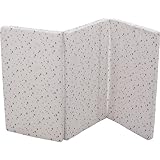 Reisebettmatratze 120x60cm +Tragetasche (100% BAUMWOLLE) für Baby Reisebett / Kinder Bett (Weiß mit hellgrauen Sternen) - 3