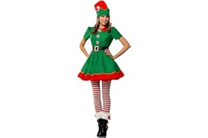 RTGSE Adult Christmas Elf Costume Clothes Set Santa's Helper Cosplay Sets Men Women Christmas Elf Outfit for Holiday Party