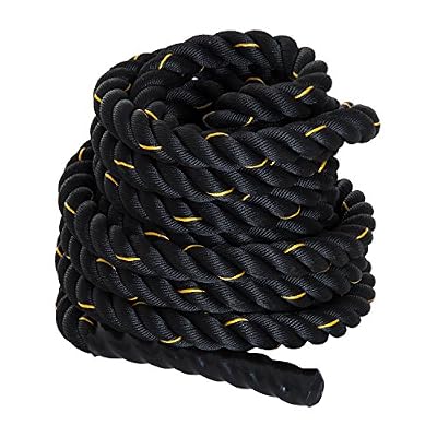 Homcom Corde d'entrainement Corde ondulatoire Corde de Bataille 12 m Ø 3,8 cm Polyester Ultra résistant Noir 20